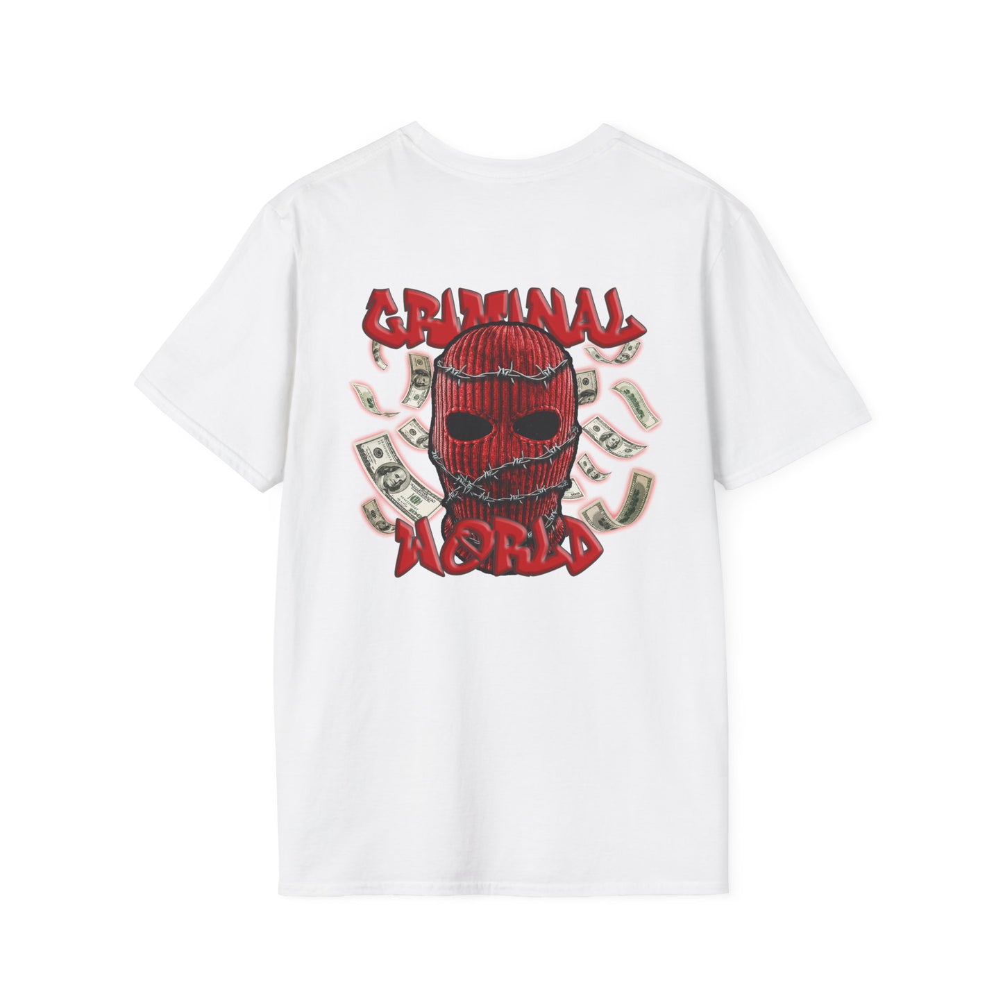 T-Shirt — 'Criminal World' Embroidered Chest Graphic Tee
