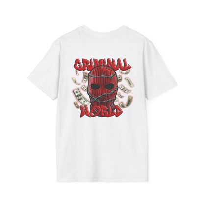 T-Shirt — 'Criminal World' Embroidered Chest Graphic Tee