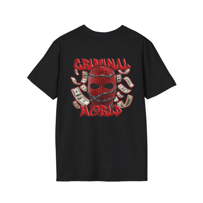 T-Shirt — 'Criminal World' Embroidered Chest Graphic Tee
